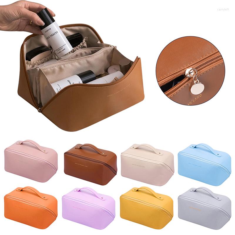 

Cosmetic Bags Women's Make Up Case Large Capacity Travel Toiletry Bag Female Portable Pu Leather Makeup Pouch, White