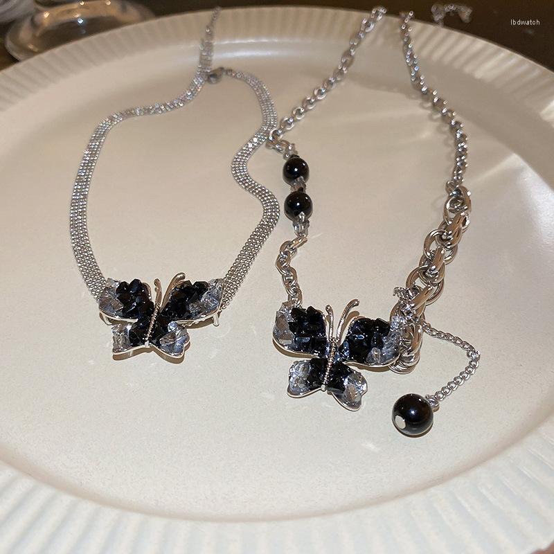 

Chains 2023 Sight Cool Style Black Crystal Butterfly Charm Pendant&necklaces For Women Fashion Brand Jewelry Girls Accesseries