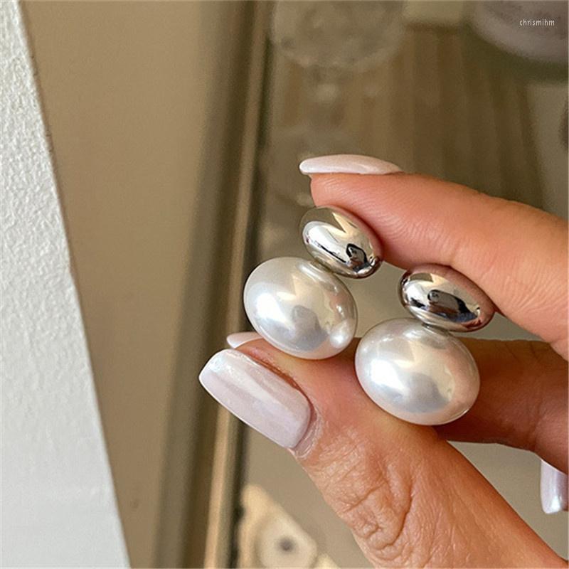 

Dangle Earrings XIALUOKE Fashion Geometric Round Metal Ball Pendant Women's Luxury Elegant Pearl Party Jewelry