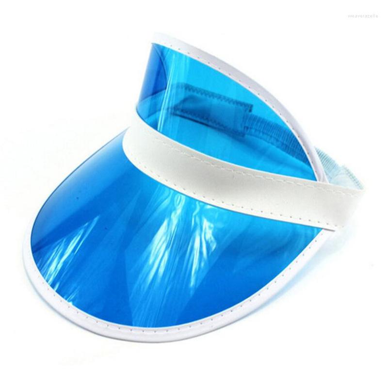

Berets PVC Sun Visor Hats Cap Women Men Logo Uv Protection Hat Reflective Sport Clear Transparent Visors, Red