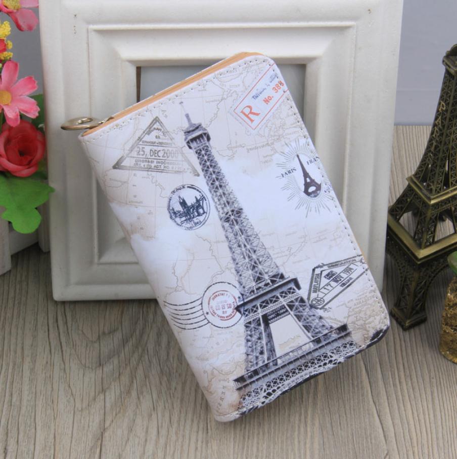 

Women Wallet PU leather Paris Flags Eiffel Tower Style Lady Coin Purses Clutch Wallets Money Bags NQ0583249761, White