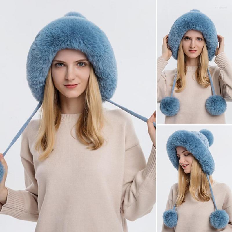 

Berets Knitted Hat Casual Lightweight Fur Winter Warm Women Beanies For Outdoor, Beige