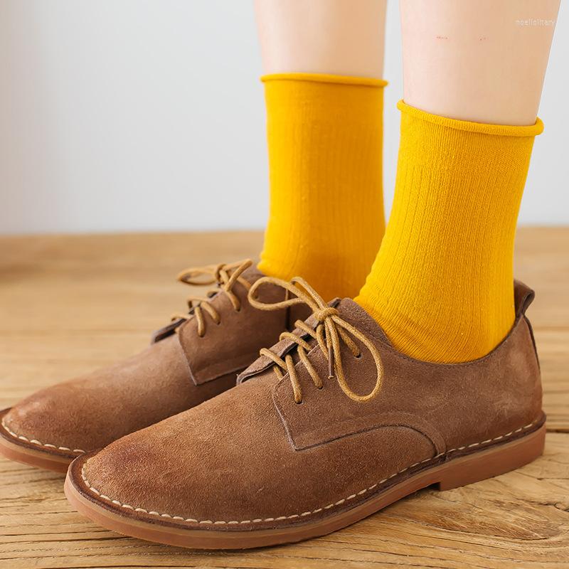 

Women Socks 5 Pairs / Package Pure Color Curling Mouth In The Tube Cotton Solid, White