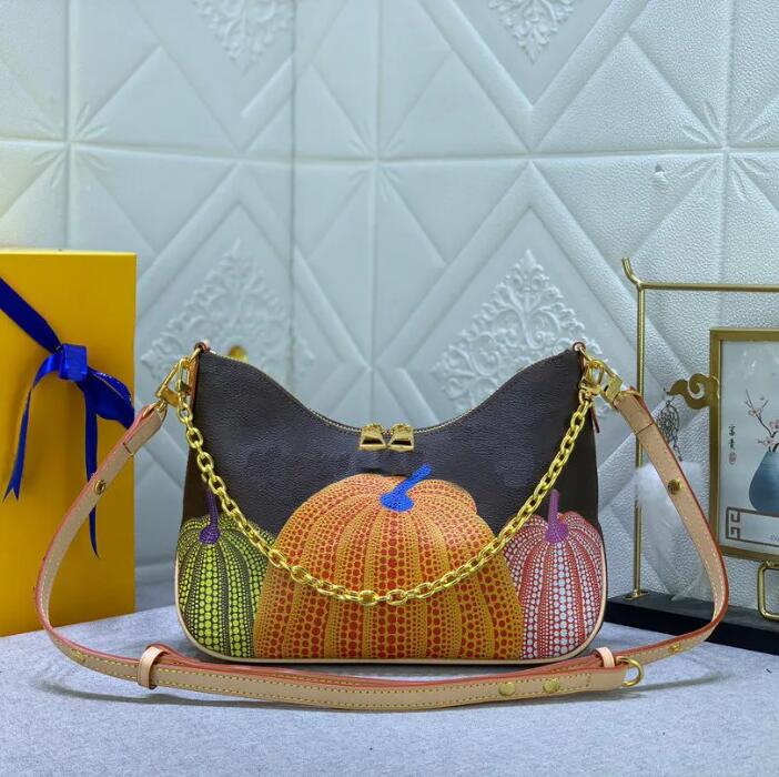 

Designer Bag Boulogne Chain Bags YK Brown Pumpkin Printed Woman Tote Leather Hobos Shoulder Bags Crossbody Lady Handbags Shopping Purse, Yellow
