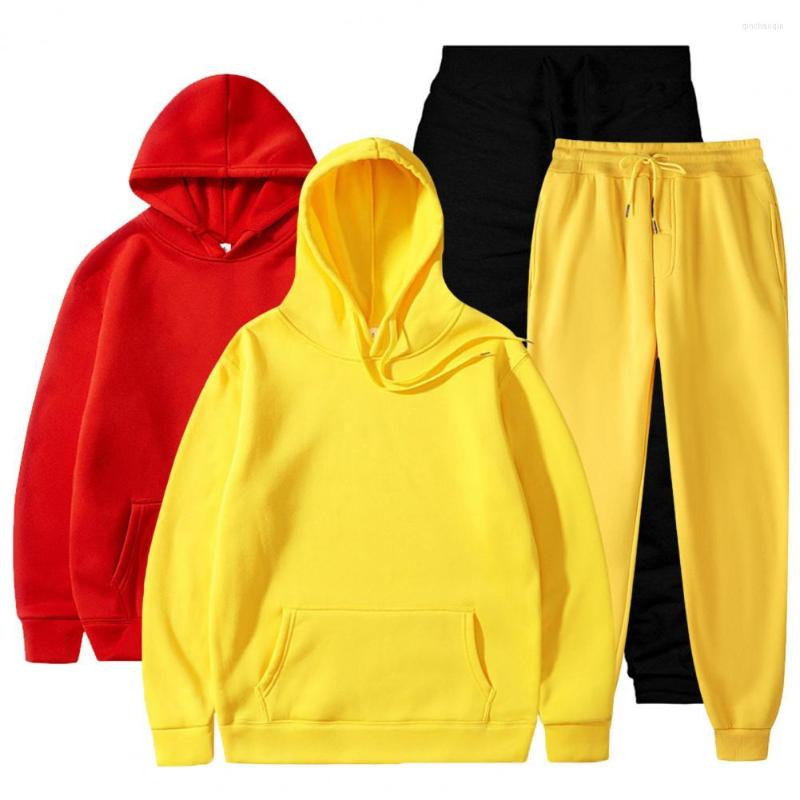 

Gym Clothing Men Hoodie Pants Autumn Winter Elastic Waist For Outdoor Sportswear Set Sweatshirt Sweatpants, Red