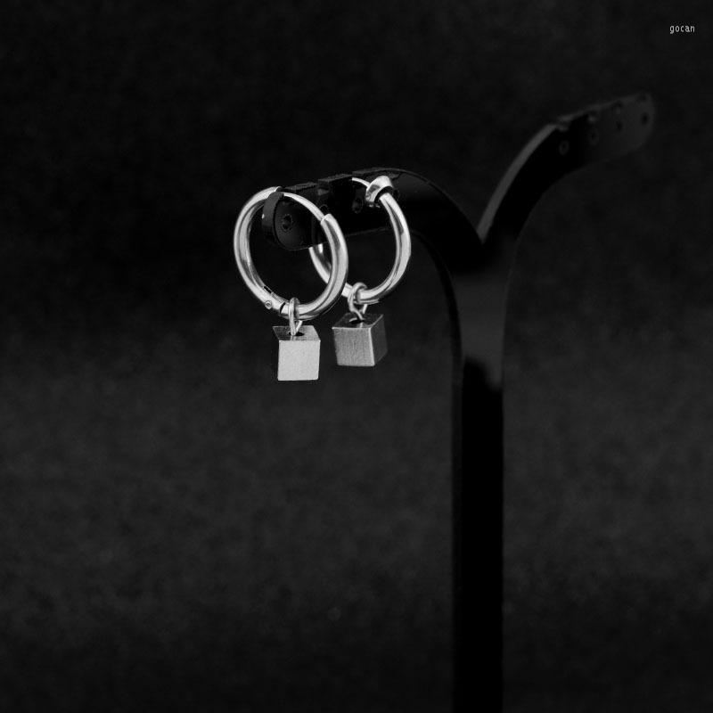 

Hoop Earrings Geometric Block Charm For Women Men Accessories Silver Color Round Earring Korea Fashion Jewelry Bague Hombre Gift