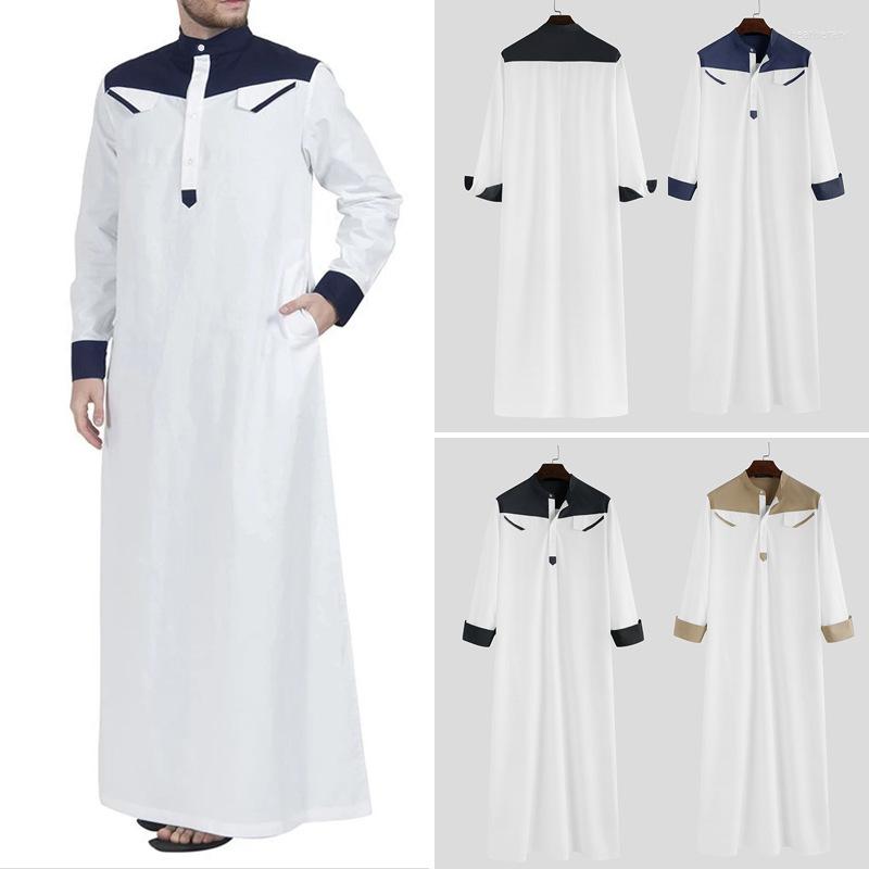 

Ethnic Clothing Muslim Men Kaftan Robes Eid Thobe Arab Turkish Dress Dubai Islam Habit Style Leisure Splicing Plus Size 5X