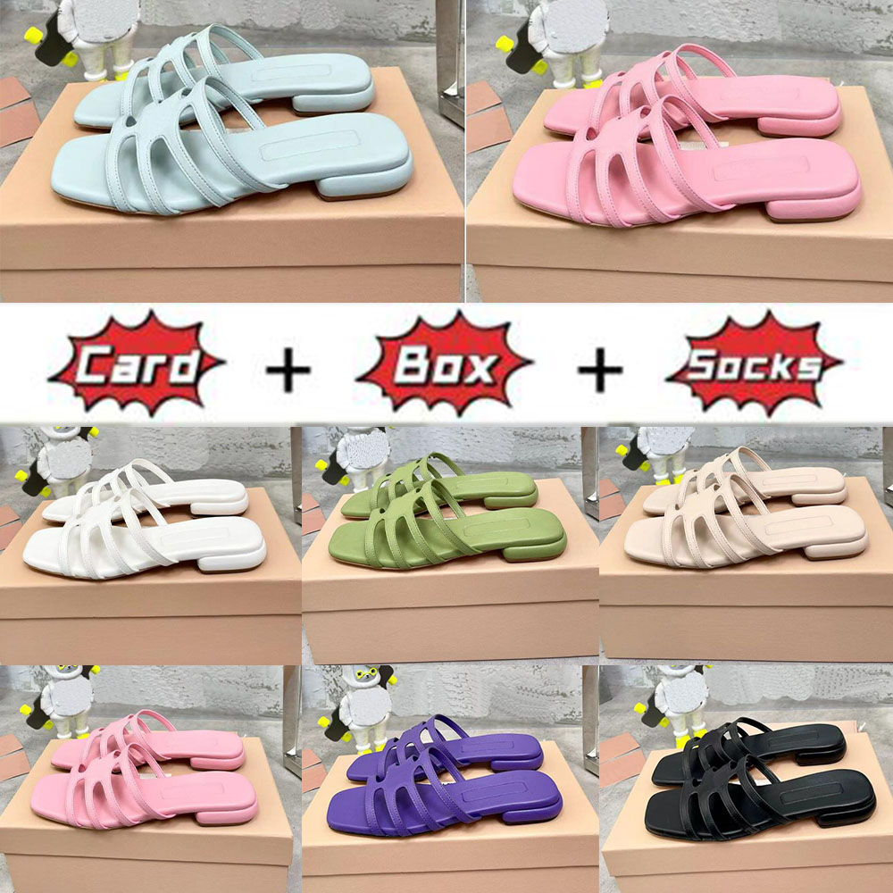 

2023 Designer luxury roman flip-flop slide slippers fashion womens 100% leather pink/green/black/white pure color sweat-wicking sandals Ladys sexy Non-slip heel shoes, As shown here