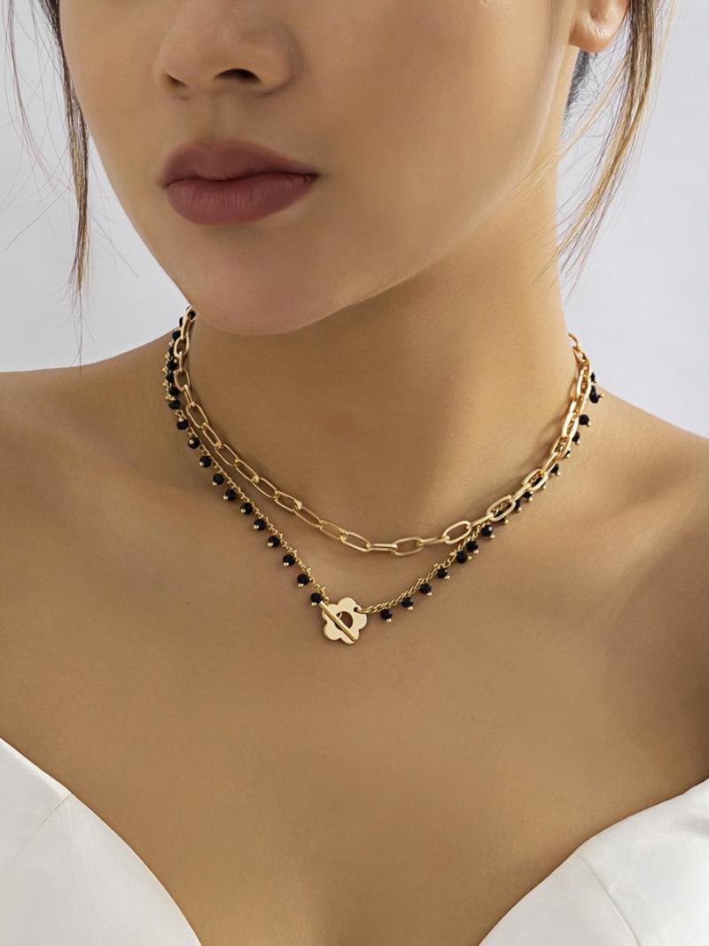 

Choker Women's Necklace Collar Chain Long Layered Simple Geometric Tassel Versatile Overlay Retro Style Flower Girl