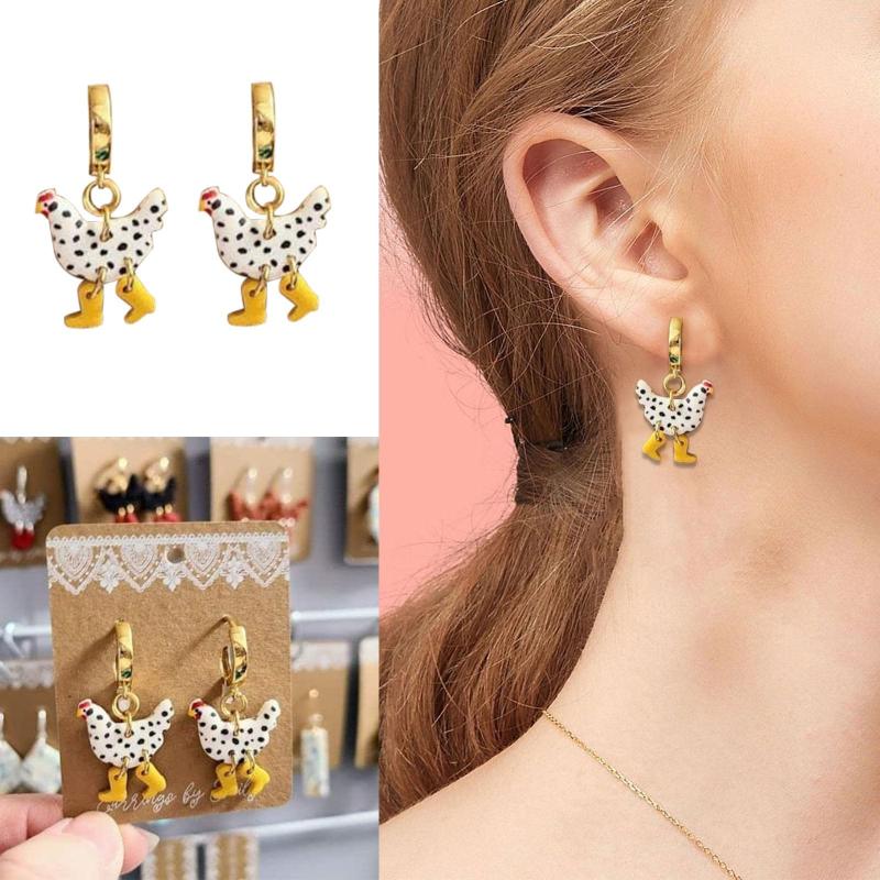 

Hoop Earrings High Heeled Shoes Rooster Polka Dot Personality Fashion Acrylic