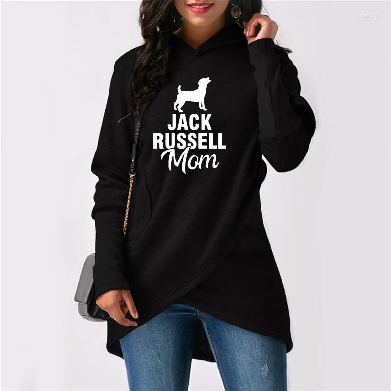 

Women' Hoodies Jack Russell Mom Dog Print Kawaii Women Femmes Spring Autumn Animal Lover Gift Cotton Casual Sweatshirt For Female, Black