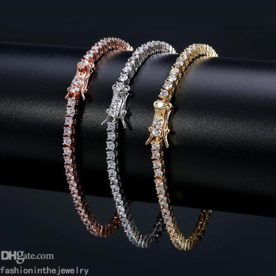 

Designer Bracelet diamond tennis bracelets for women Luxury Jewelry gift 3 4 5 6 mm 7 8 inch fashion Zircon Link Chain bangles Men286J