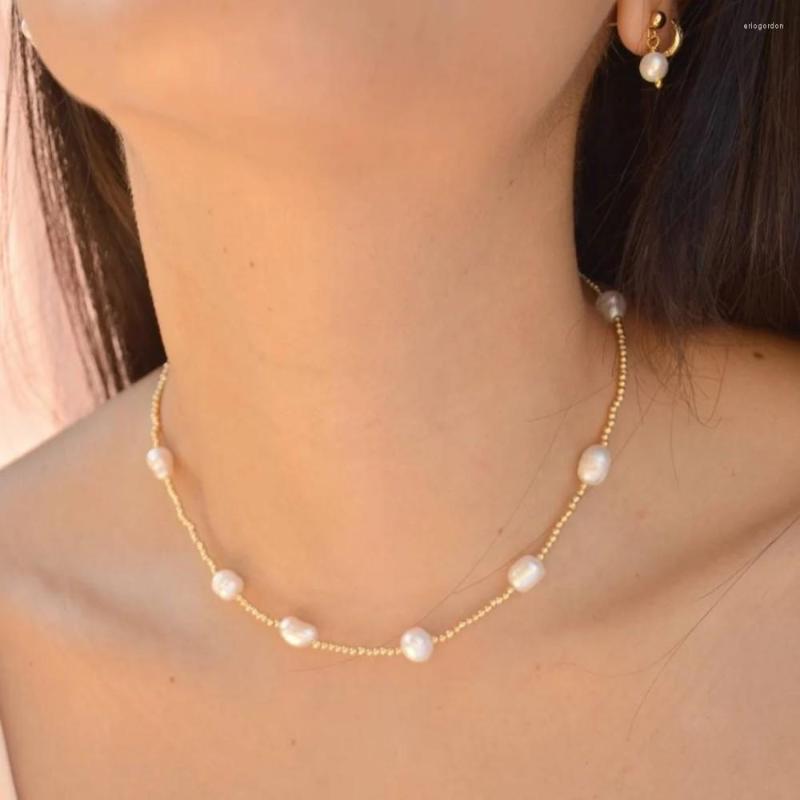 

Choker Go2boho Natural Freshwater Pearl Necklace For Women High Quality 3mm Gold Plated Beaded Necklaces Gift Friend