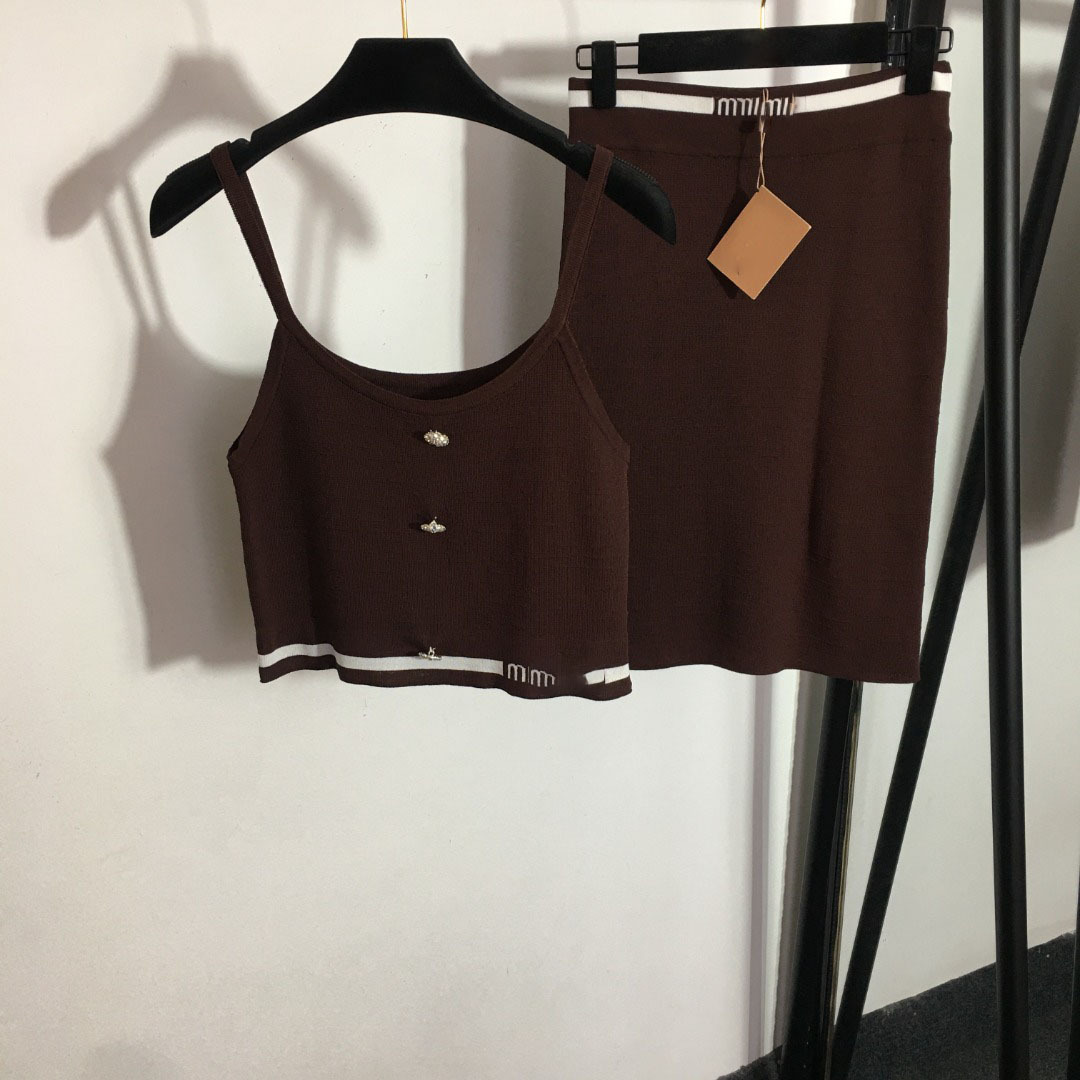 

402 XL 2023 Summer Brand Same Style Two PIeces Sets Short Skirt Crew Neck Women's Two Piece Pants Black Khaki Sleeveless MEIYI