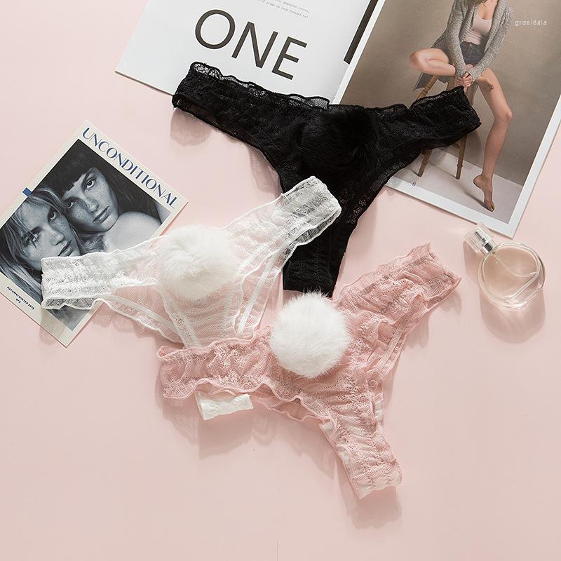 

Women's Panties Sexy Mesh Thong Women Removable Ball Girl Underwear Low Waist Lace Transparent Underpants Intimates, Black