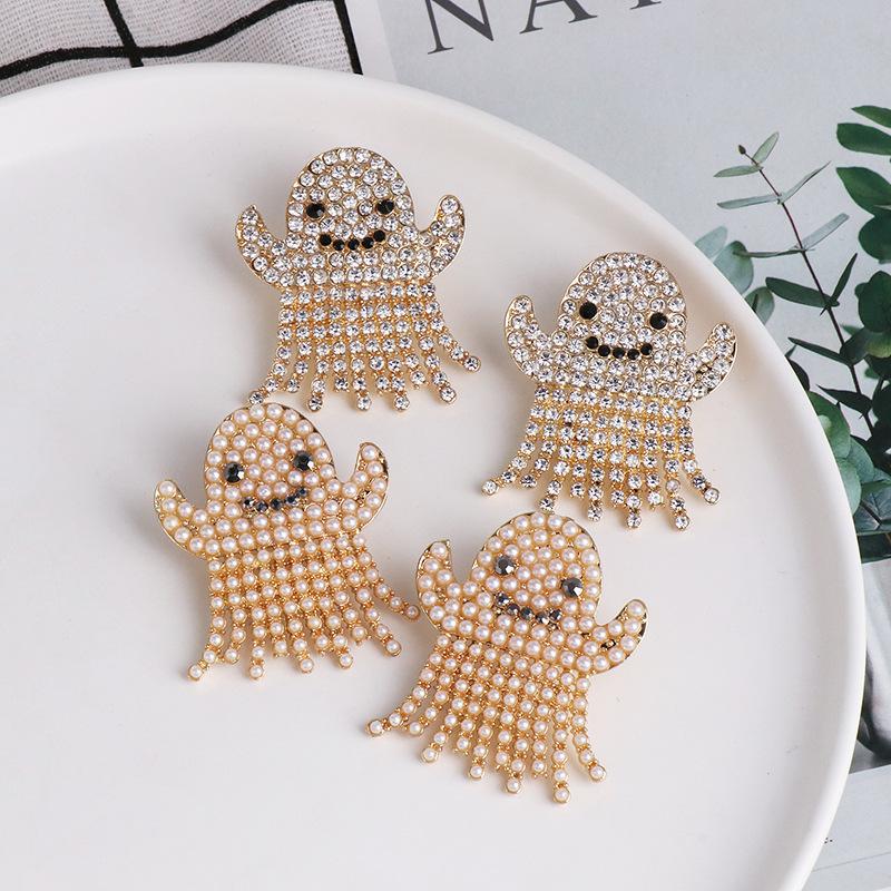 

Dangle Earrings & Chandelier Gothic Earring Pearl Zircon Luxury Halloween Horror Ghost Drop Women Pumpkin Jewelry Statement Pendant