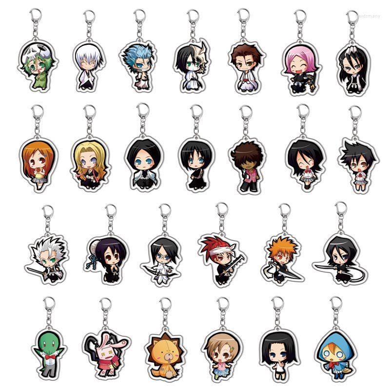 

Keychains Anime KeyChain Women BLEACH Key Chain For Men Kurosaki Ichigo Ring Acrylic Car Keyring Kuchiki Rukia Pendant Cos Girls Gift