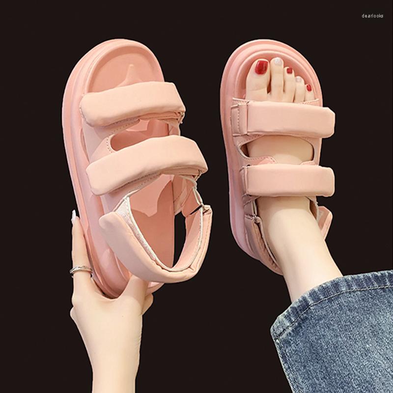 

Sandals 2023 Fashion Flats Platform Shoes Women Summer Casual Slingback Beach Slippers Trend Thick Slides Flip-flops, Beige