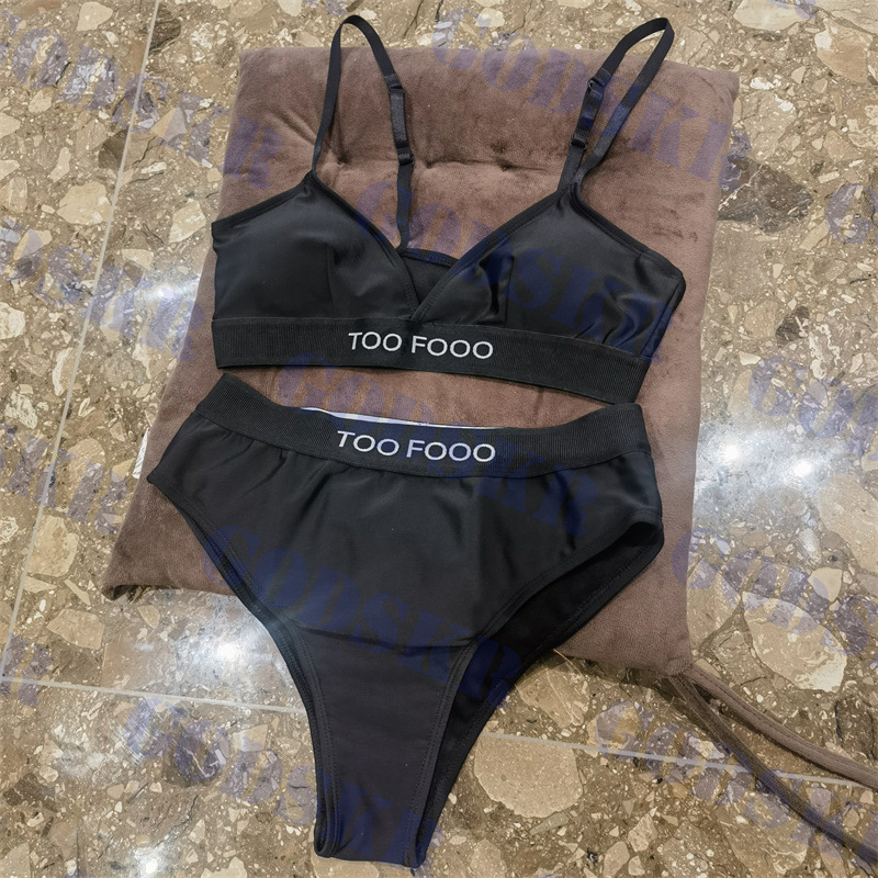 

Black Suspender Bikini Letter Logo Womens Swimwear Classic V Neck Bra High Waisted Ladies Swimsuit, Pls contact me real pic