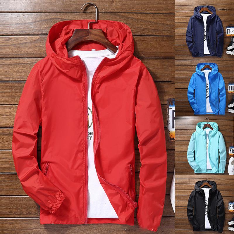 

Men's Trench Coats Sun-proof Coat Windbreaker Rain Jacket Zipper Men Outwear Breathable Thin Hooded Lightweight Exercise Rainproof, White