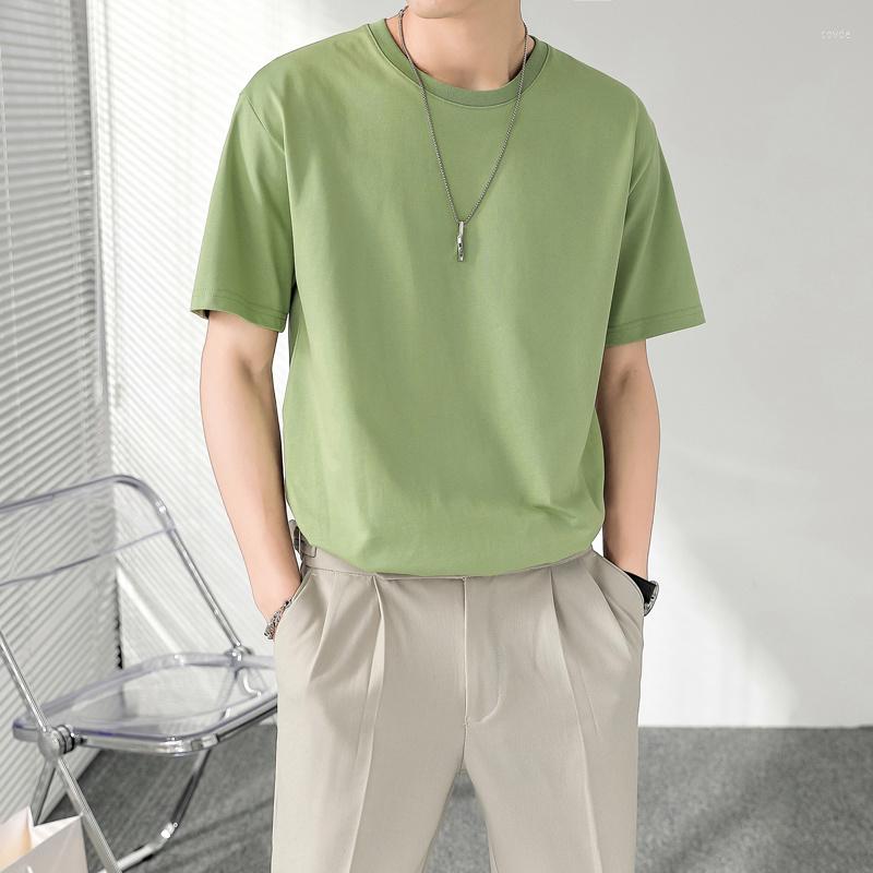 

Men's T Shirts 11 Color Summer Short Sleeve T-shirt Men Slim Fit Fashion Casual Cotton Shirt Streetwear Korean Round Neck Tshirt Mens Top, Caramel