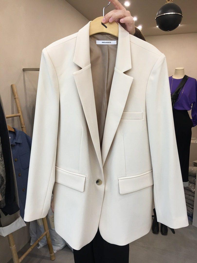 

Pants Fashion Office Ladies White Suit Jacket Womens Clothing Spring Autumn Blazers 2022 New Chic Outerwear Fall Blazer Coats D377, Milky white