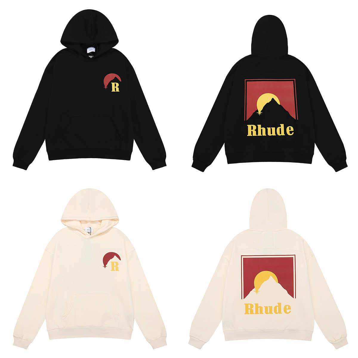 

Designer Clothing Hoodies Fashion Sweatshirts Us Rhude Moonlight Printed Hoodie Fall Relaxed Casual Couple Hooded Pullover Sweater Streetwear Pullover jacket, Shipping fee