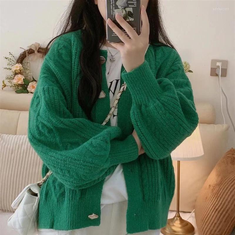 

Women's Knits Solid Cute College Single Breasted Sweater Women 2023 Autumn Korean Woman Sweaters Winter V-neck Knitted Cardigan, Yellow