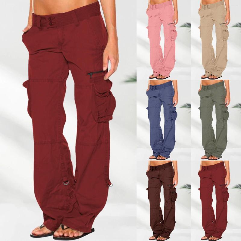 

Women' Pants Womens Retro Cargo With Pockets Outdoor Casual Ripstop Camo Construction Multiple Pocket Work, Khaki