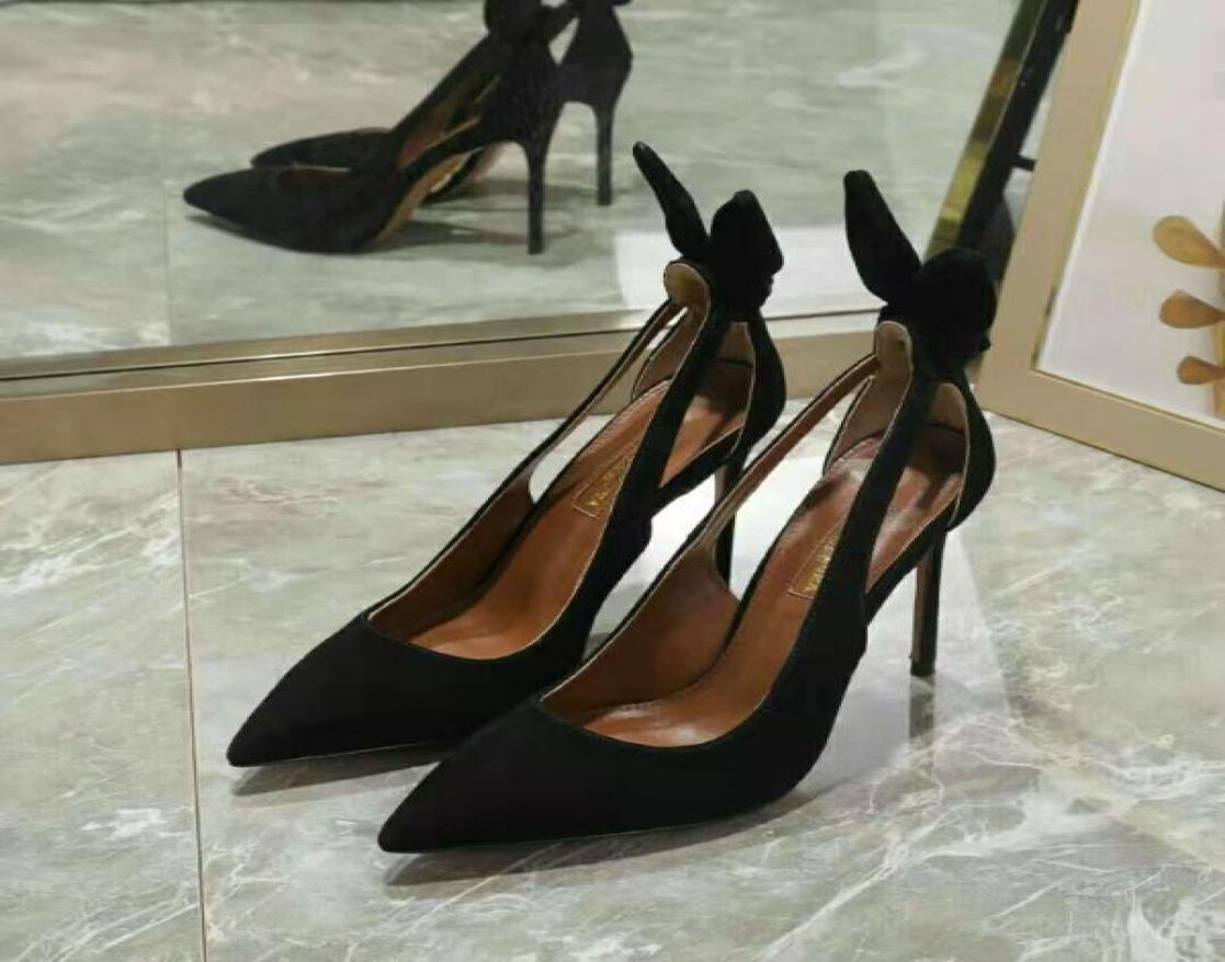

Classic Shoes Aquazzura Bow Tie Pumps Italy Pointed Toe Cutouts Fashion Luxury9205584, Black
