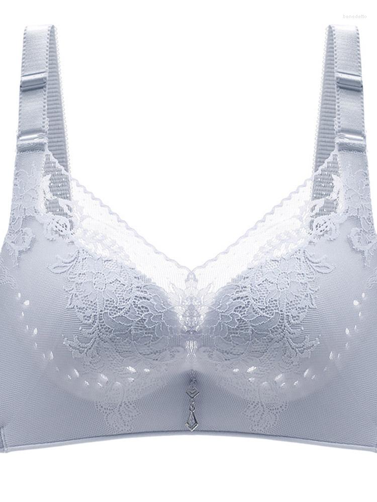 

Bras Women's Sexy Lace Push Up Bra Beautiful Transparent Brassiere Without Frame Korean Style Small Breast Crop Top With Cup, Black