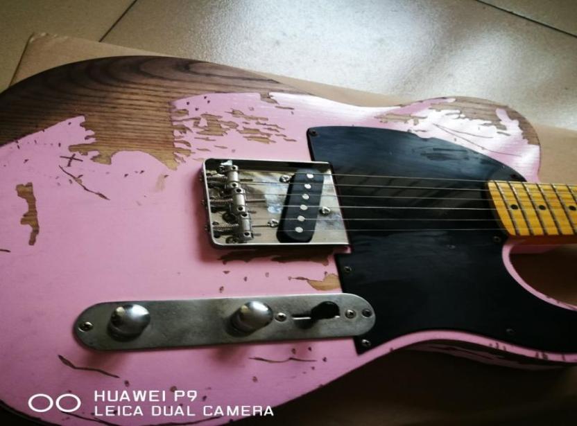 

Custom Shop Handmade 1963 Heavy Relic Light Pink Tele Electric Guitar Maple Neck Fingeboard Dot Inlay Black Pickugard Vintage6127251