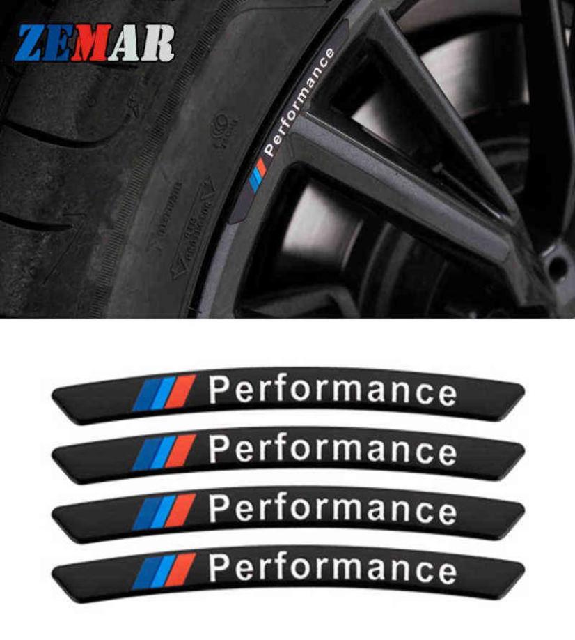 

4pcs Car Wheel Sticker Power Performance M Decals For BMW E46 E90 E60 E39 E36 F30 F10 F20 X5 E70 E53 M G30 E91 E34 F31 E30 E923262892, Black