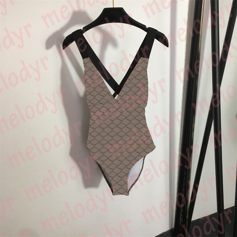 

Women Sexy Swimwear Summer Crossed Sling One Piece Swimsuit Letter Print V Neck Bikini, Pic as shown
