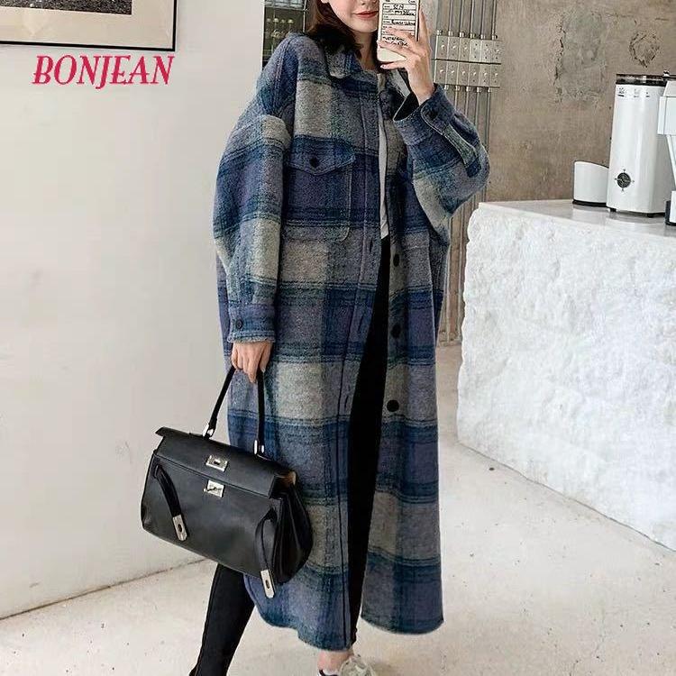 

Fur Korean The Shirtstyle Plaid Shirt 2022 Autumn and Winter New Korean Version of The Loose Midlength, Woolen thick type