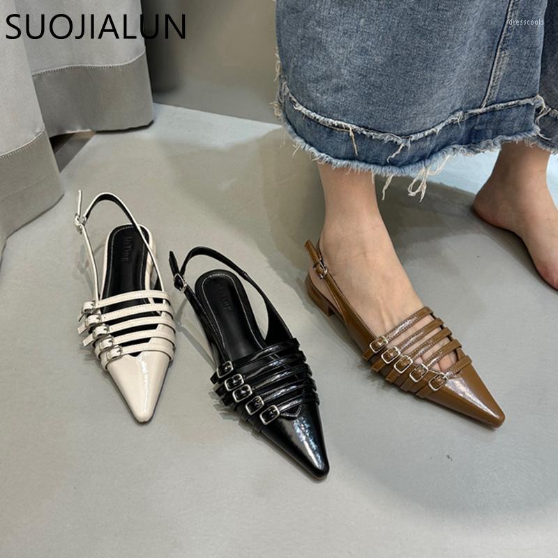 

Sandals 2023 Spring Brand Women Sandal Fashion Pointed Toe Shallow Slip On Ladies Slingback Shoes Square Low Heel Mules, Beige
