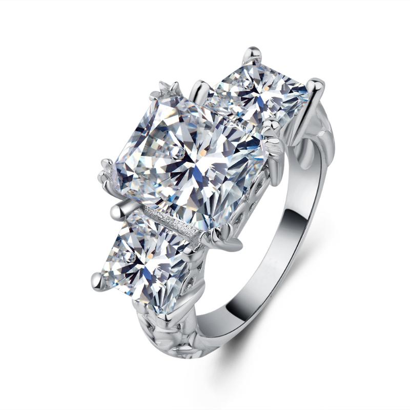 

Cluster Rings Luxury For Women Crystal Square Zircon Ring Band Sliver Promise Engagement Female Jewelry Valentine's Day Gifts