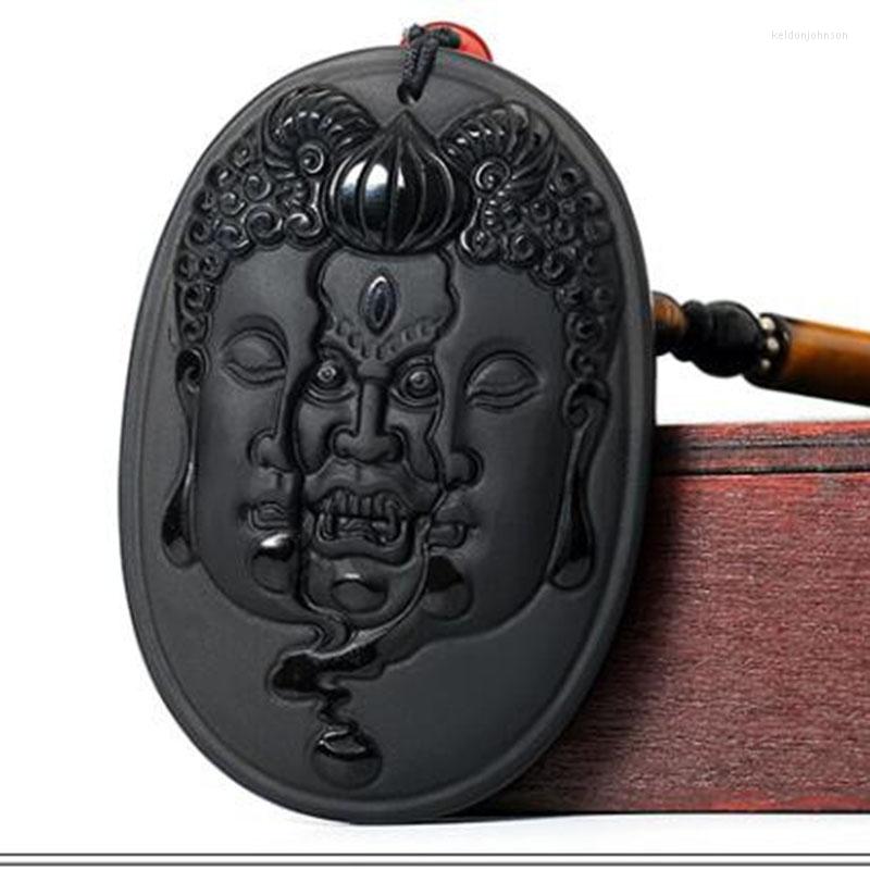 

Pendant Necklaces Natural Obsidian Jade Necklace Hanging Between The First Thought Of Buddha And Devil Fashion Jewelry Amulets For Men