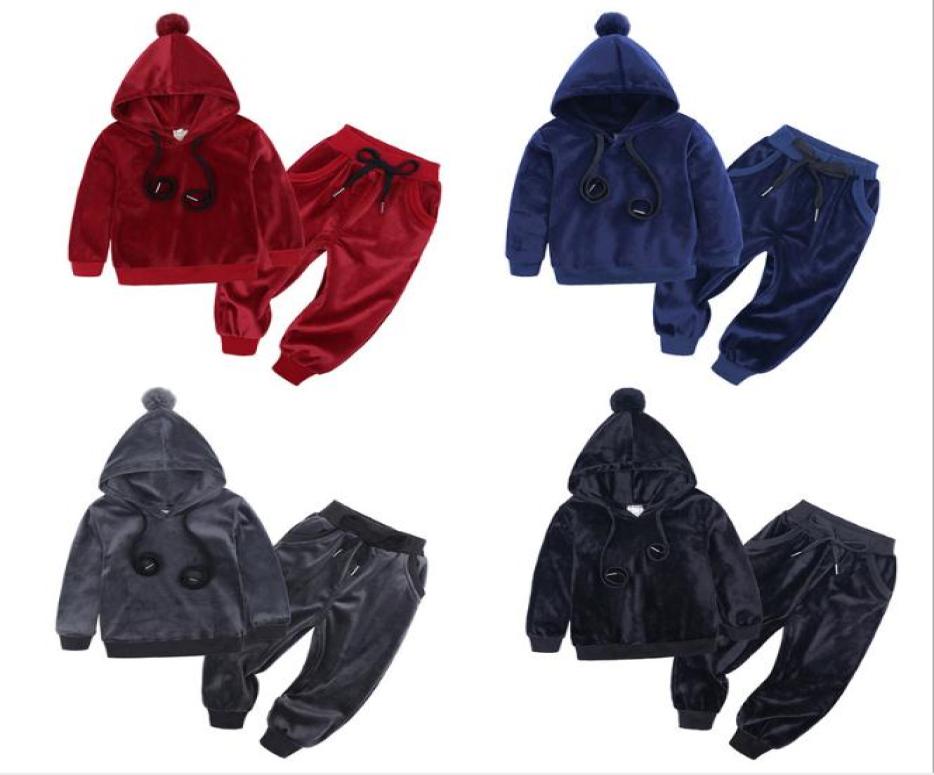 

Baby Boys Girls Clothes Children Suits Casual Baby Girl Clothing Sets HoodiesSports pants 2pcs Soft Cotton Kids Set1043990, Black
