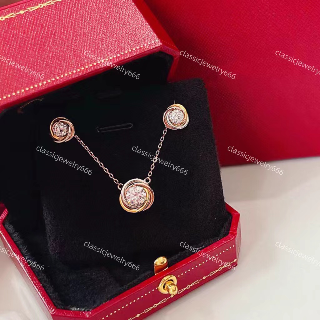 

Luxury Women's Earrings Necklace Set Fashion Designer Brand Pendant High end 18K Gold Jewelry with Box