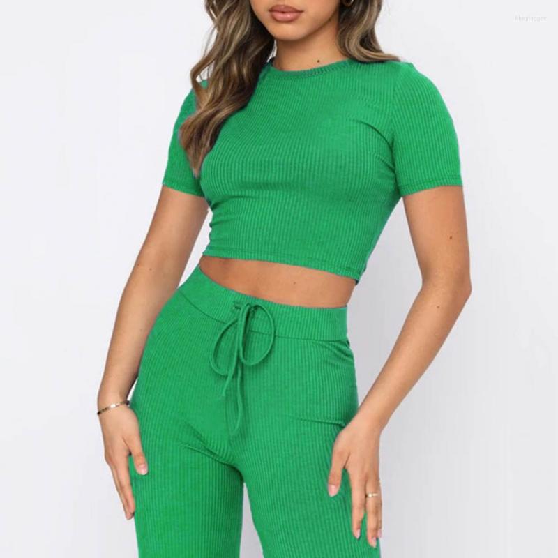 

Women' Two Piece Pants 2 Pcs/Set Chic Lady T-shirt Set Slim Fit Wide Leg Summer Tracksuit Breathable Top Trousers Suit, Black