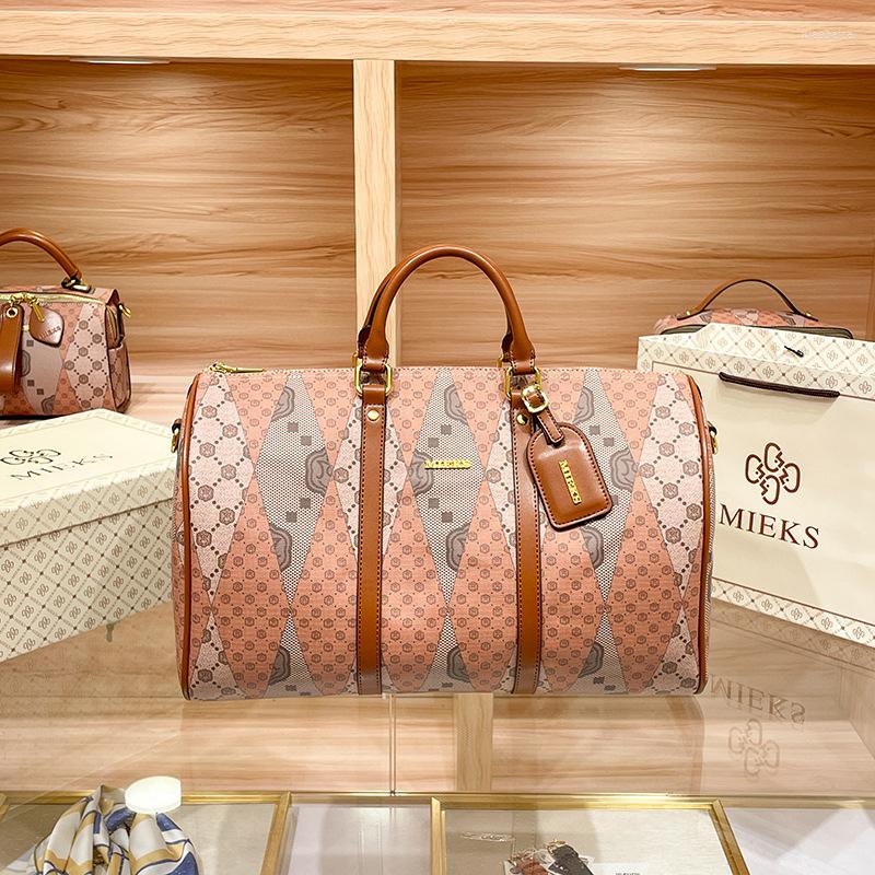 

Evening Bags VM FASHION KISS Split Leather Printed Travel Carry On Luggage Bag Large Weekend Duffel Handbag Traveler, Light brown