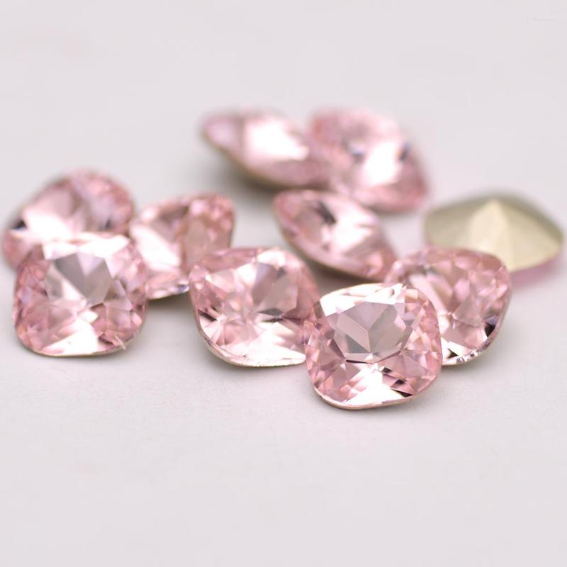 

Nail Art Decorations 10pcs Pink Cushion Cut Glitter K9 Fancy Stones Different Sizes Glass Charms Rhinestones For 3D DIY Accessories