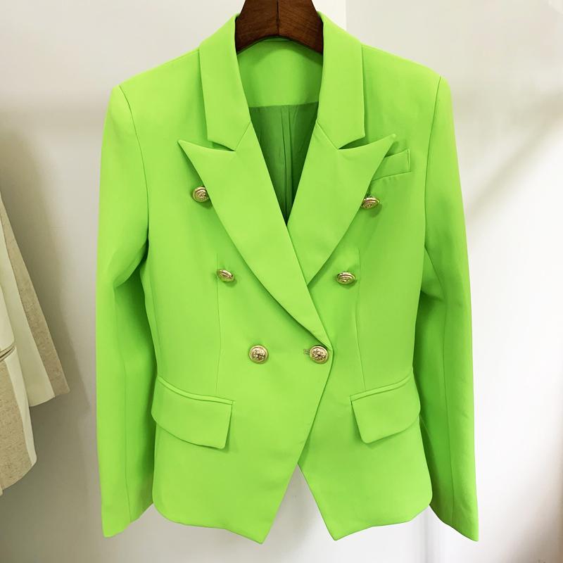 

Pants HIGH STREET Newest 2022 Designer Jacket Women's Classic Lion Buttons Double Breasted Slim Fitting Blazer Neon Green, Fluorescent green