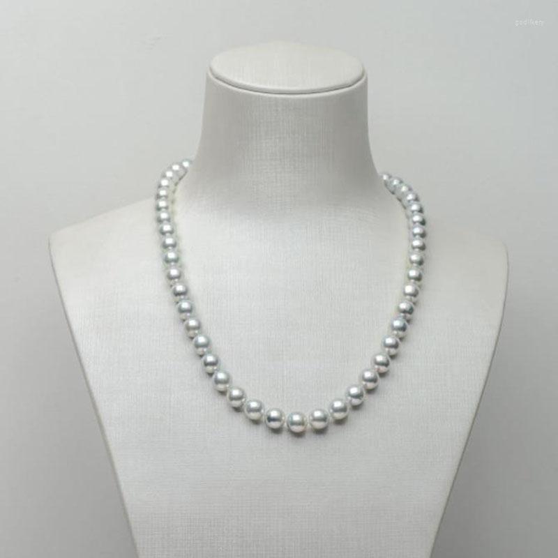 

Chains Luminous Silver Real Akoya Cultured Pearl Necklace 14k Yellow Gold 8-8.5mm