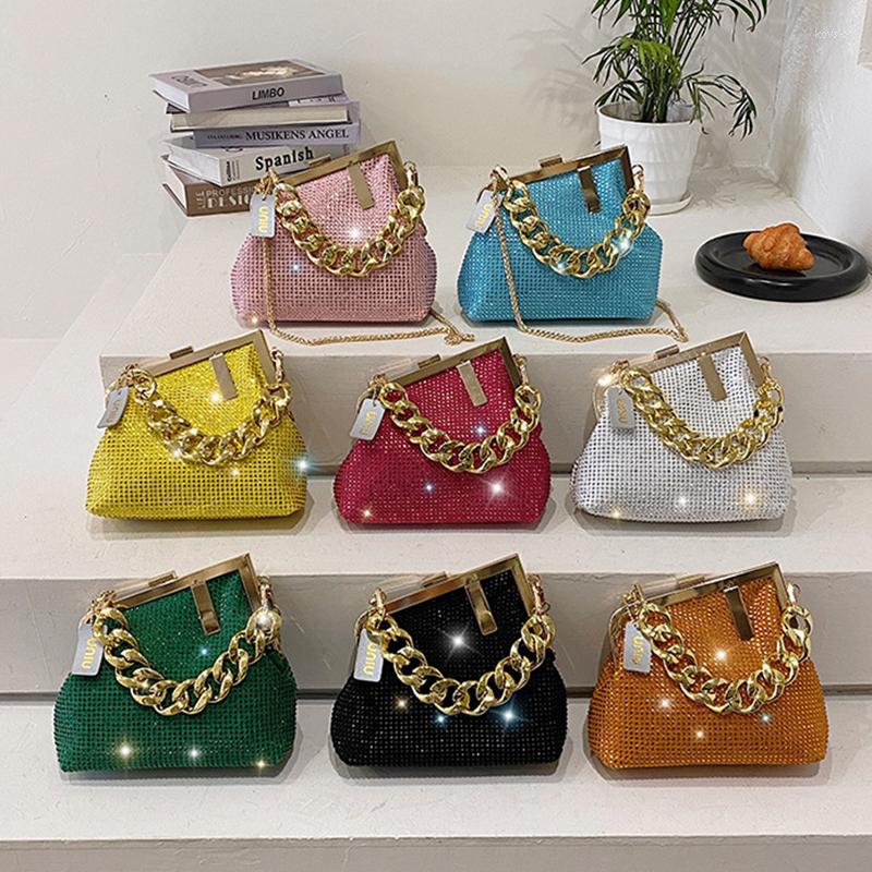 

Evening Bags Shiny Diamond-Encrusted Chain Bag Ladies 2023 Personality Fashion Shoulder All-Match Diagonal Cross Casual, Black