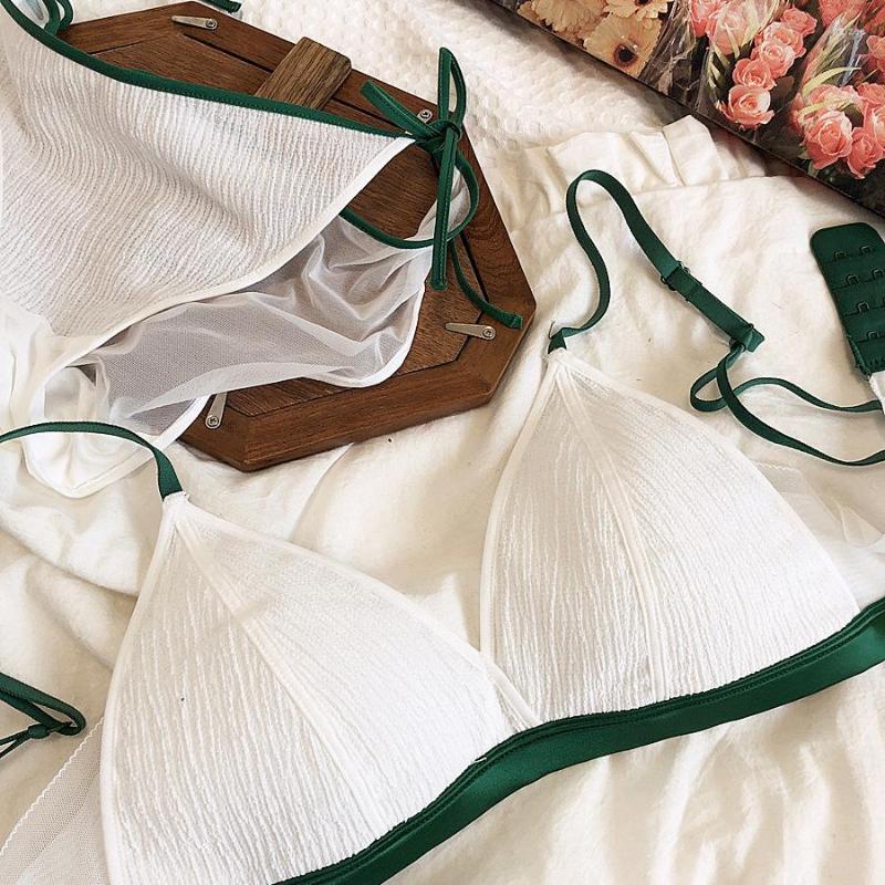 

Bras Sets Japanese Sweet Comfortable Triangle Cup Wire Free Thin Underwear Fresh Bra And Panties Small Young Girls Lingerie For Women Sexy, Pink