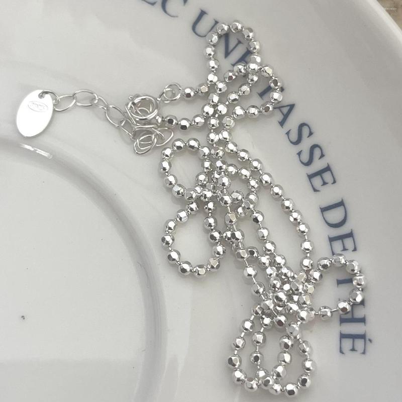 

Chains Authentic 925 Sterling Silver Round Beads Necklace For Women Korean INS Versatile Chain Fine Jewelry Drop YMN231