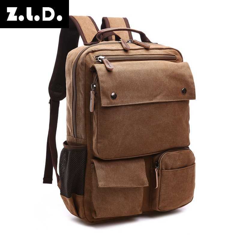 

New large capacity canvas bag fashion style backpack men's multifunctional outdoor men's backpack 230420, Gray