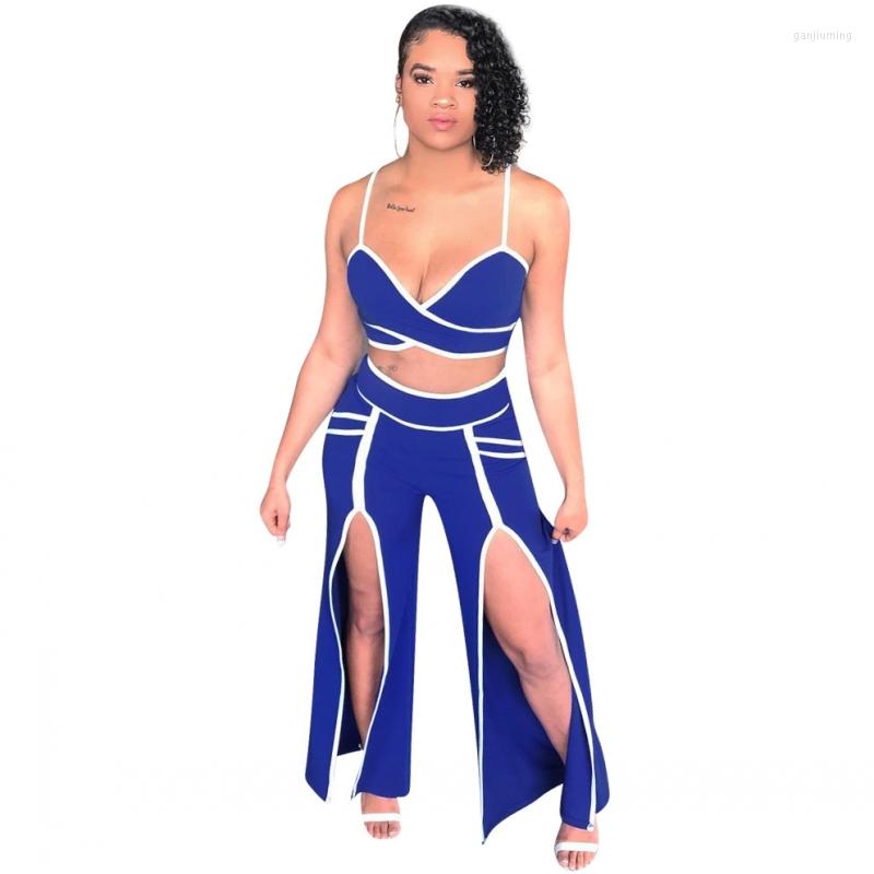 

Women' Two Piece Pants 2 Sets Women Sleeveless Top And Suits Matching Sportswear Sports Outfits Streetwear Clothing 2023 Summer Sexy Club, Blue